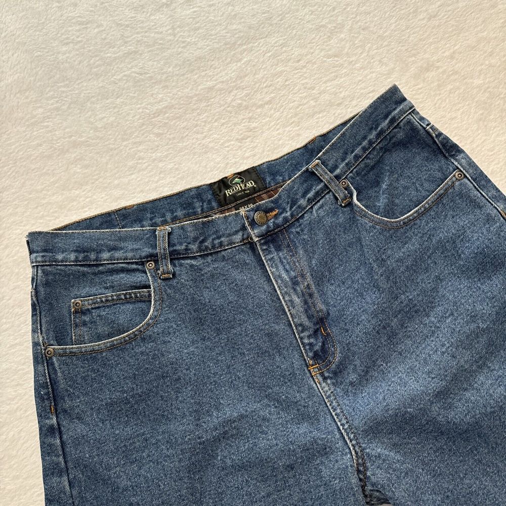 Redhead Flannel Lined 36x30 BLUE Jeans Cotton 5 Pocket‎  Mens ~ EXCELLENT